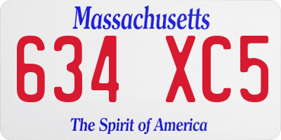 MA license plate 634XC5