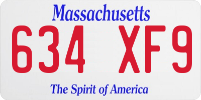 MA license plate 634XF9
