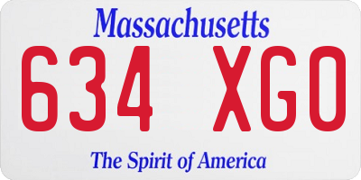 MA license plate 634XG0