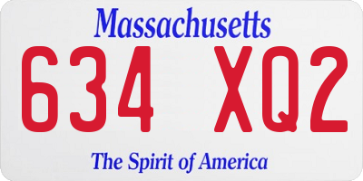 MA license plate 634XQ2