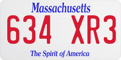 MA license plate 634XR3