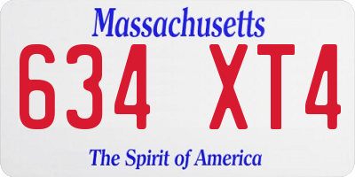 MA license plate 634XT4