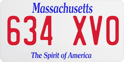 MA license plate 634XV0