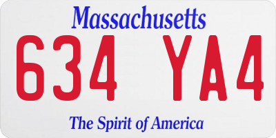 MA license plate 634YA4