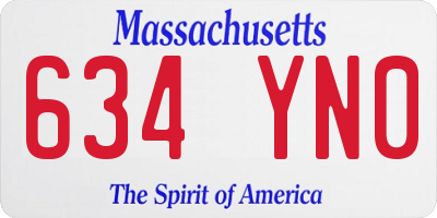 MA license plate 634YN0