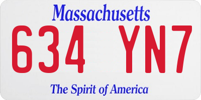 MA license plate 634YN7