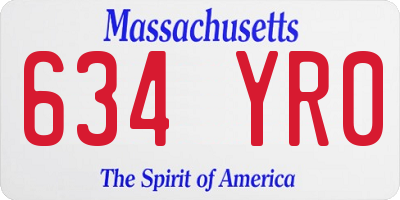 MA license plate 634YR0