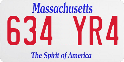 MA license plate 634YR4