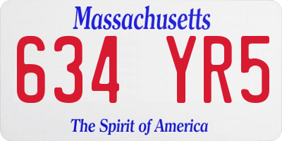 MA license plate 634YR5