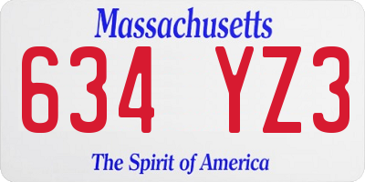 MA license plate 634YZ3