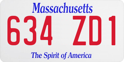 MA license plate 634ZD1