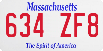 MA license plate 634ZF8