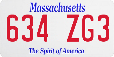 MA license plate 634ZG3