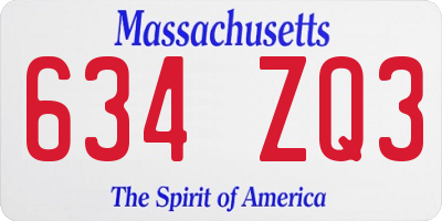 MA license plate 634ZQ3