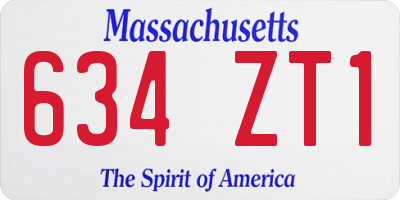 MA license plate 634ZT1