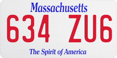 MA license plate 634ZU6