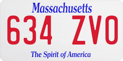 MA license plate 634ZV0
