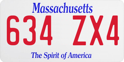 MA license plate 634ZX4