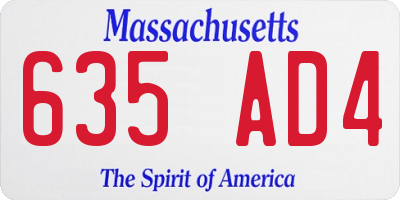 MA license plate 635AD4