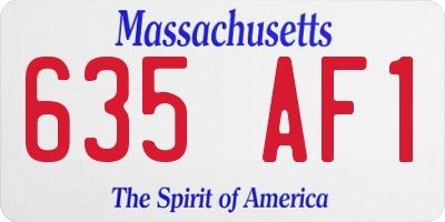 MA license plate 635AF1