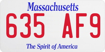 MA license plate 635AF9