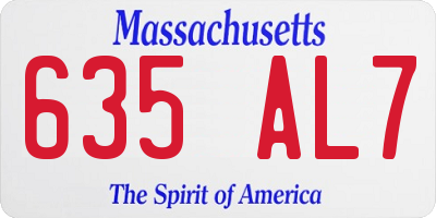 MA license plate 635AL7