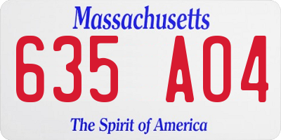 MA license plate 635AO4