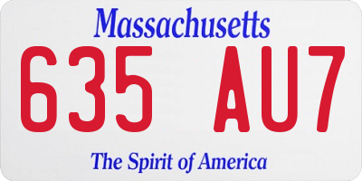 MA license plate 635AU7