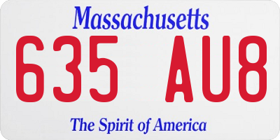 MA license plate 635AU8