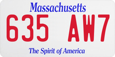 MA license plate 635AW7