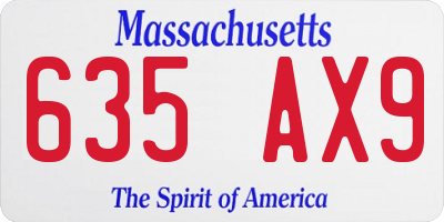 MA license plate 635AX9