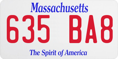 MA license plate 635BA8