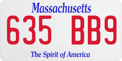 MA license plate 635BB9