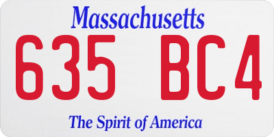 MA license plate 635BC4
