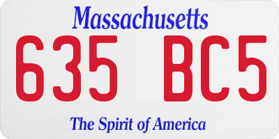 MA license plate 635BC5