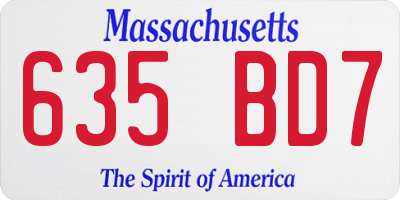 MA license plate 635BD7