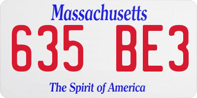 MA license plate 635BE3
