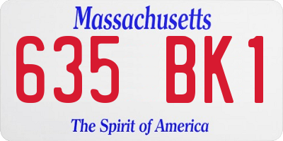 MA license plate 635BK1