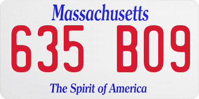 MA license plate 635BO9