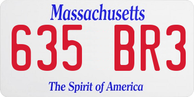 MA license plate 635BR3