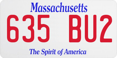 MA license plate 635BU2
