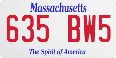 MA license plate 635BW5