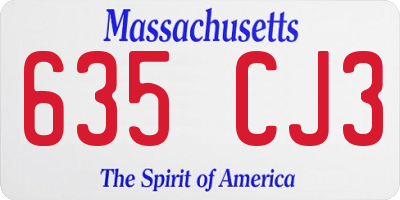 MA license plate 635CJ3