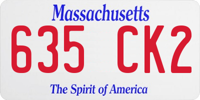 MA license plate 635CK2