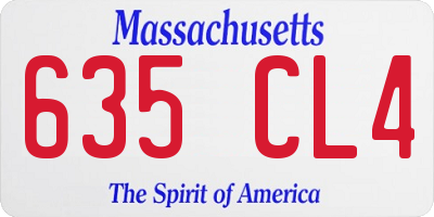 MA license plate 635CL4