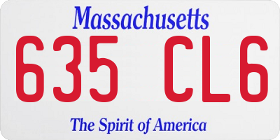 MA license plate 635CL6