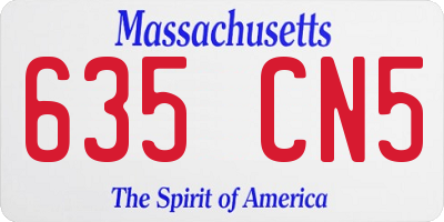 MA license plate 635CN5