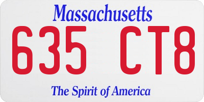 MA license plate 635CT8