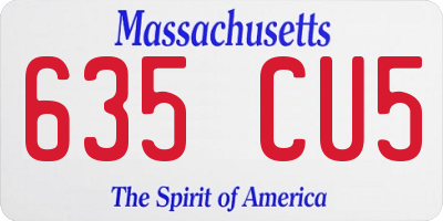 MA license plate 635CU5