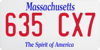 MA license plate 635CX7
